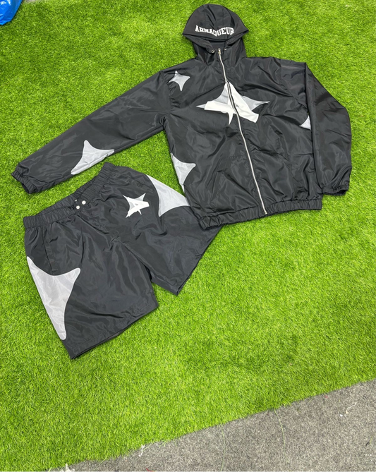 Black Windbreaker Set